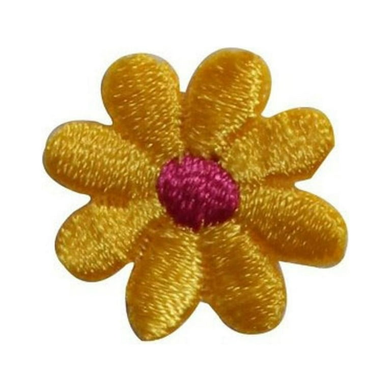 ID 6085 Lot of 3 Yellow Flower Blossom Patch Garden Embroidered