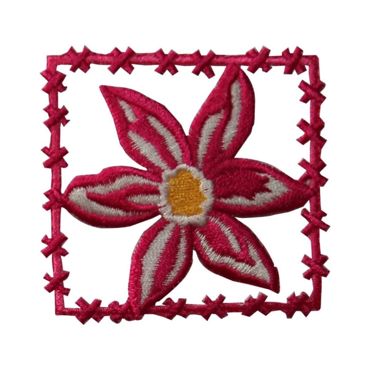 ID 6259 Red Exotic Flower Badge Patch Plant Garden Embroidered