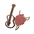 thumbnail image 1 of ID 6325 Ukulele and Hibiscus Patch Flower Hawaii Embroidered Iron On Applique, 1 of 1