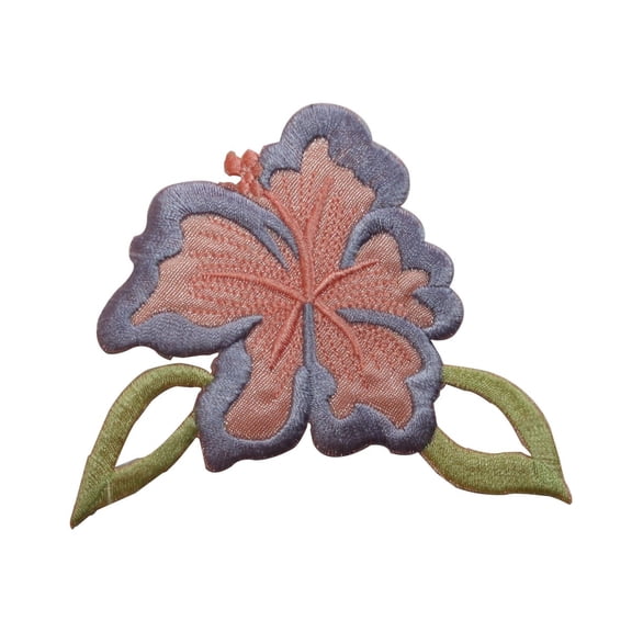 ID 6527 Pink Hibiscus Flower Patch Hawaii Blossom Embroidered Iron On Applique