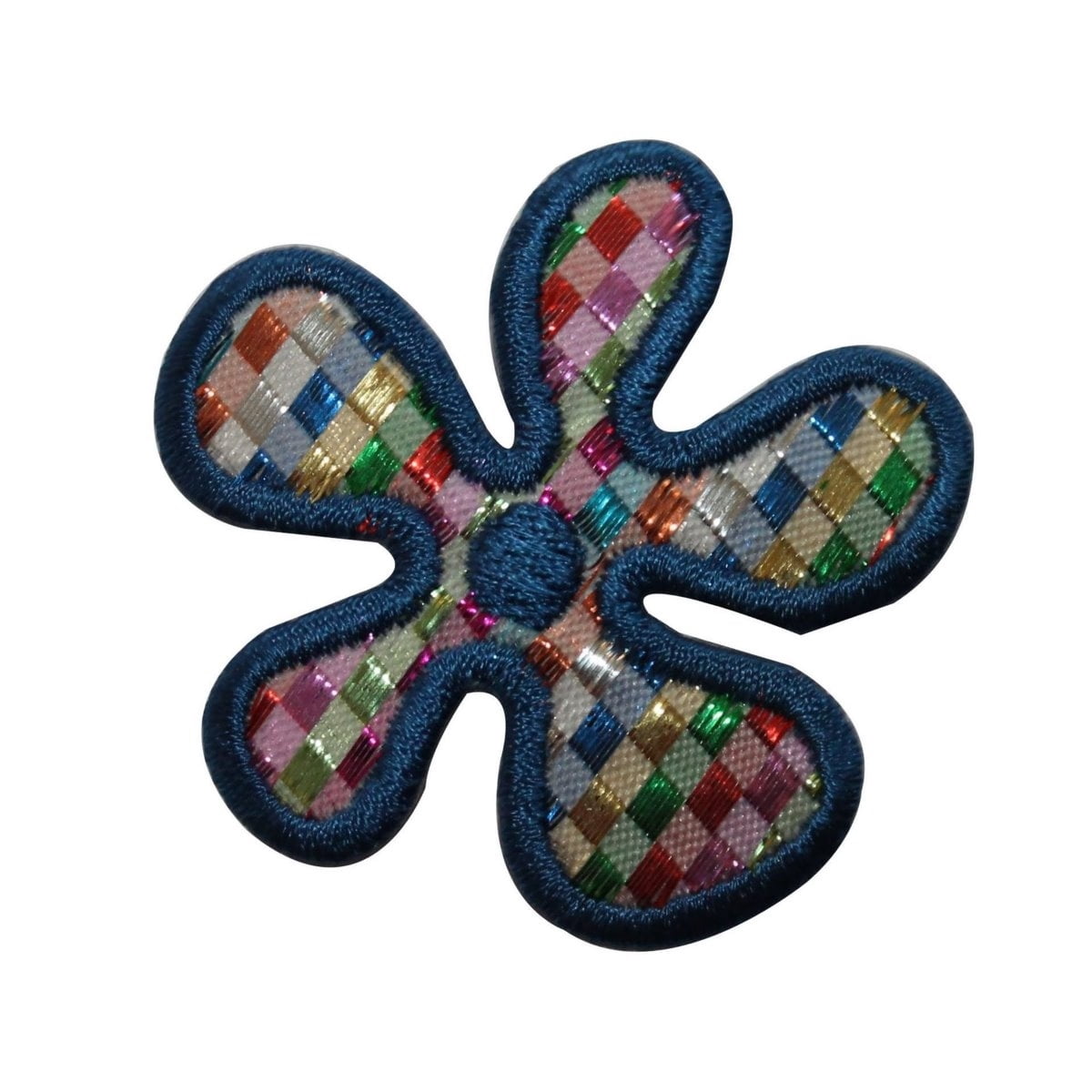ID 6546 Checkered Tropical Flower Patch Hippy Garden Embroidered IronOn ...