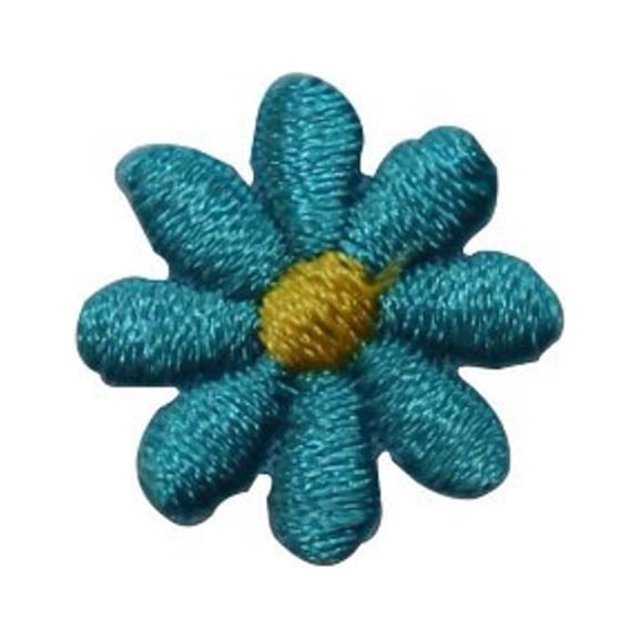 ID 6551 Lot of 3 Teal Daisy Flower Patch Blossom Embroidered Iron On Applique