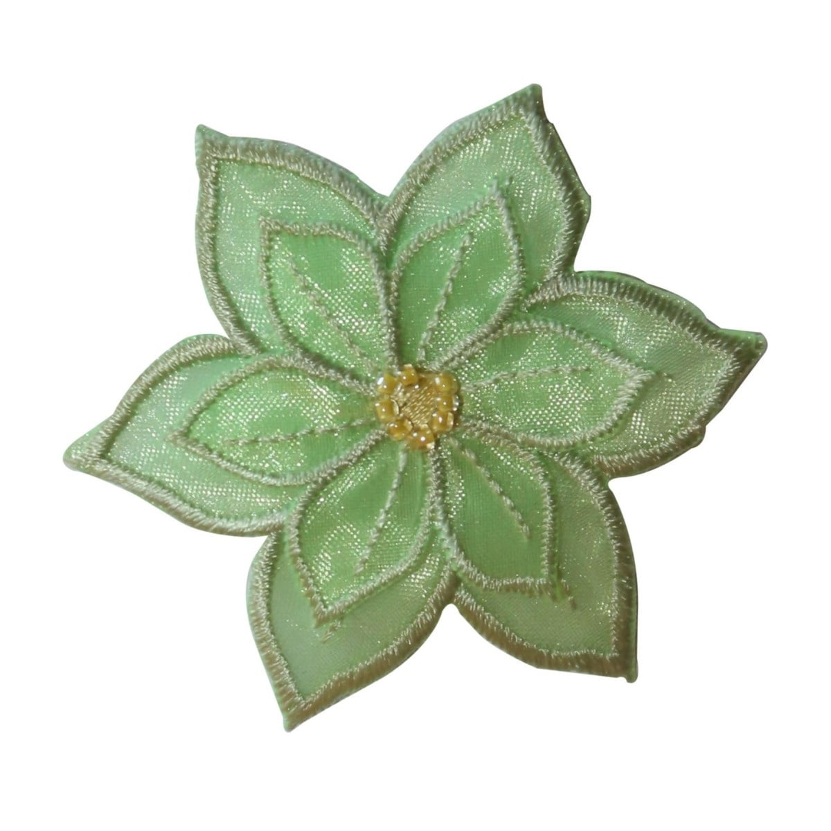 ID 6658 Green Flower Symbol Patch Head Plant Blossom Embroidered