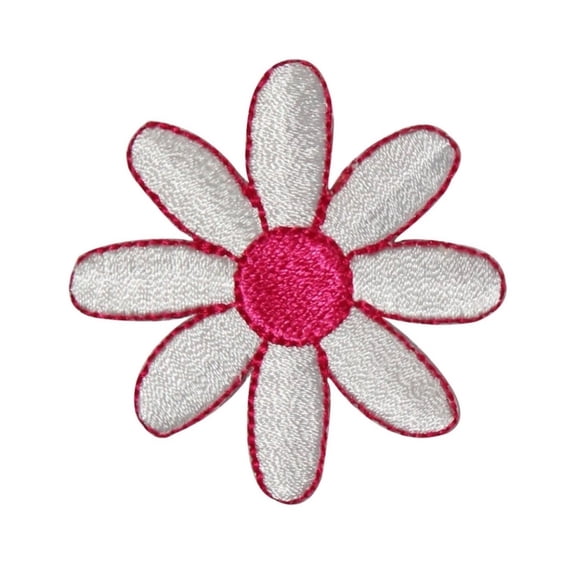 ID 6747 White Pink Daisy Flower Patch Blossom Hippie Embroidered IronOn Applique