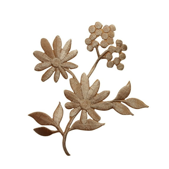 ID 6880 Beige Flower Bunch Patch Garden Bush Blossom Embroidered IronOn Applique