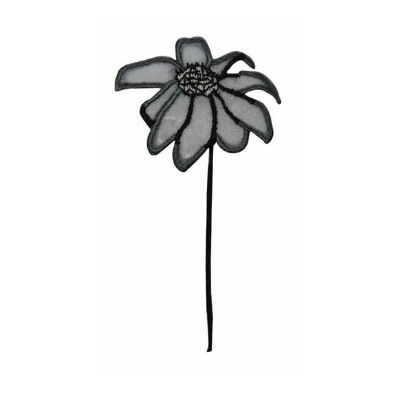 ID 6896 Black Lace Flower Patch Blossom Negative Embroidered Iron On Applique