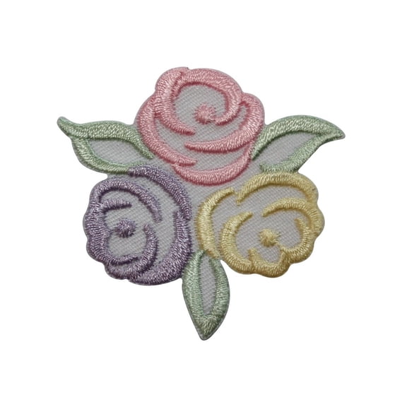 ID 6951 Multi Color Roses Patch Flower Plant Symbol Embroidered Iron On Applique