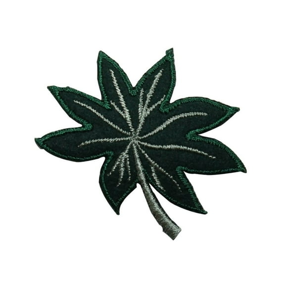 ID 7192 8 Point Green Leaf Patch Nature Tree Symbol Embroidered Iron On Applique