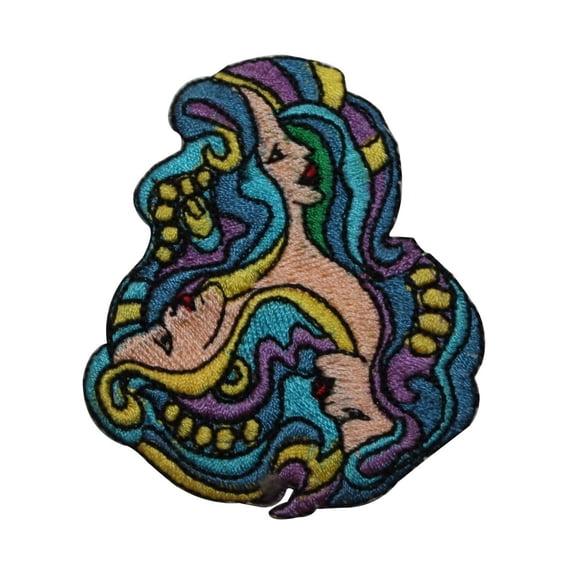 ID 7506 Siren Mermaid Faces Patch Mythic Creature Embroidered Iron On Applique