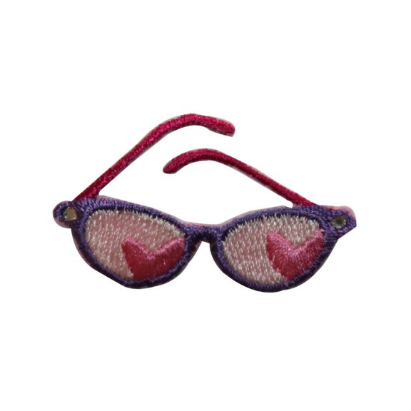 ID 7537 Purple Heart Sun Glasses Patch Love Fashion Embroidered Iron On Applique