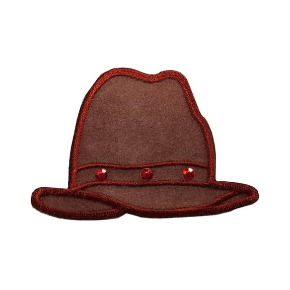ID 7578 Leather Cowboy Hat Patch Jewel Western Cap Embroidered Iron On Applique