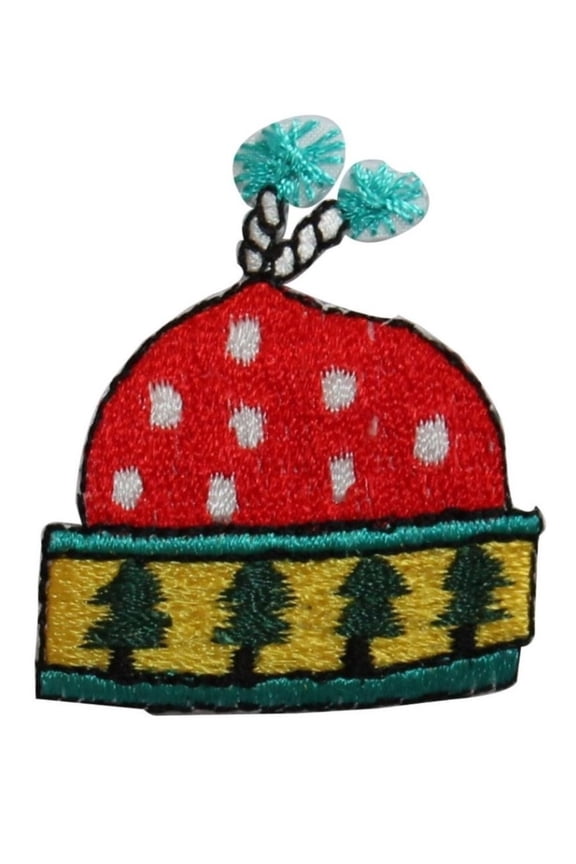 ID 7590 Knit Snow Cap Patch Winter Hat Ski Fleece Embroidered Iron On Applique