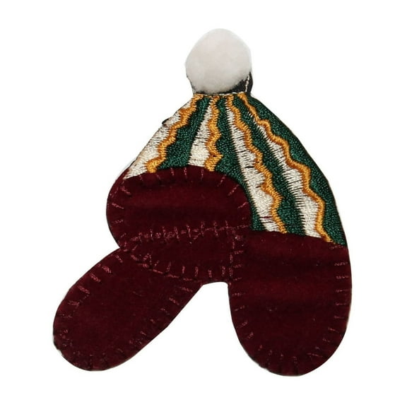 ID 7621 Felt Aviator Hat Patch Winter Snow Cap Ski Embroidered Iron On Applique