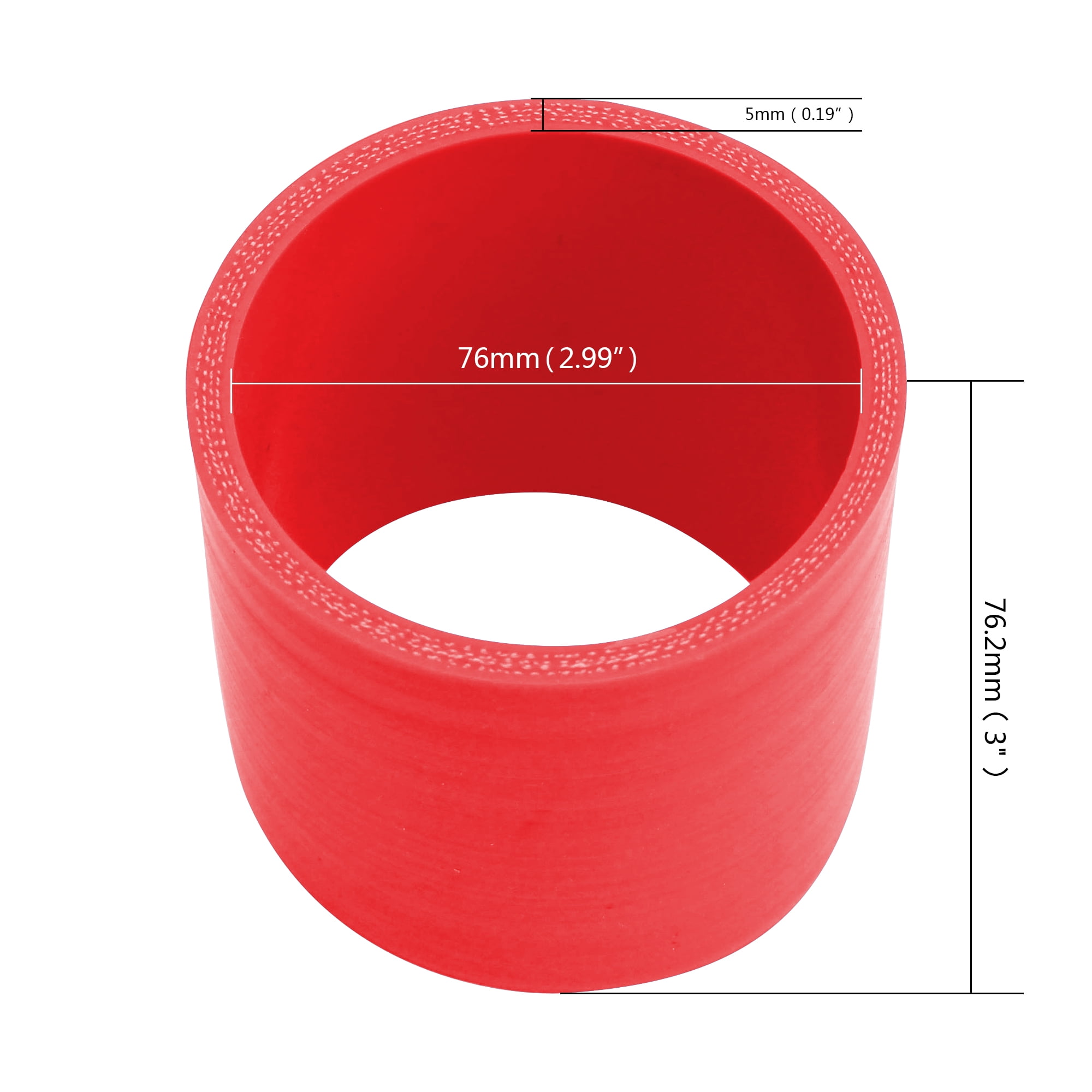 ID 76mm (3") Diameter 3" Long Straight Hose 5mm Thick 4-Ply Coupler for Auto