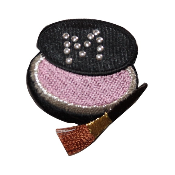 ID 7954 Compact Mirror Brush Patch Make Up Blush Embroidered Iron On Applique