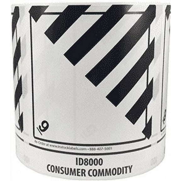 ID 8000 Hazardous Material Consumer Commodity Class 9 Shipping Stickers, 4 x 4.75 Inches Wide, 500 Labels on a Roll