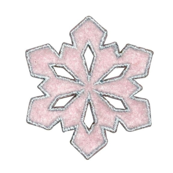 ID 8121 Fuzzy Snowflake Patch Winter Christmas Ice Embroidered Iron On Applique