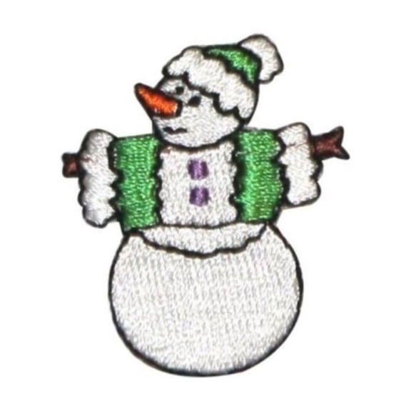 ID 8217B Snowman With Sweater Patch Winter Craft Embroidered Iron On Applique