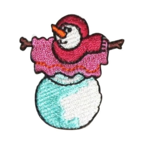 ID 8217D Snowman With Scarf Patch Winter Craft Embroidered Iron On Applique