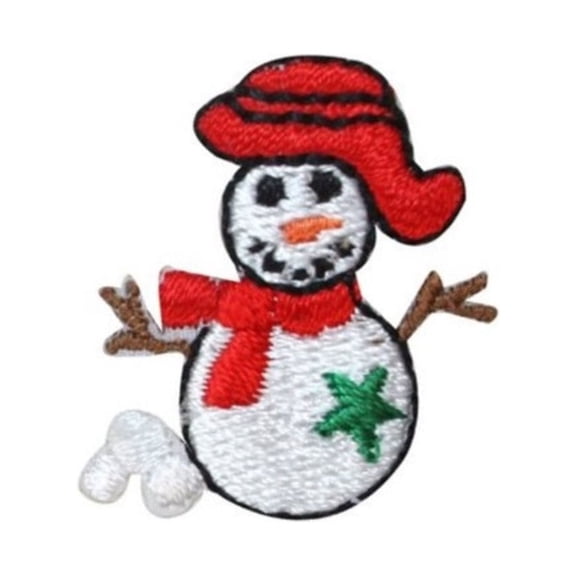 ID 8224F Lot of 2 Happy Snowman Patch Winter Frosty Craft Embroidered Iron On Applique