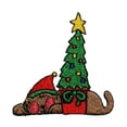 thumbnail image 1 of ID 8242 Christmas Tree and Puppy Patch Holiday Gift Embroidered Iron On Applique, 1 of 1