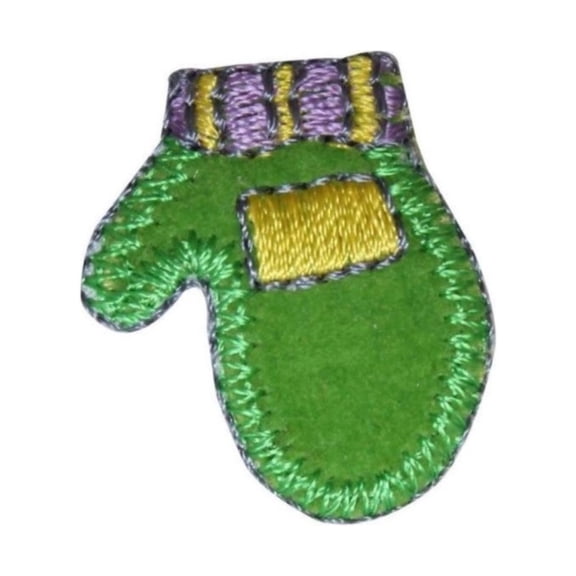 ID 8276B Felt Winter Mitten Patch Left Knit Glove Embroidered Iron On Applique