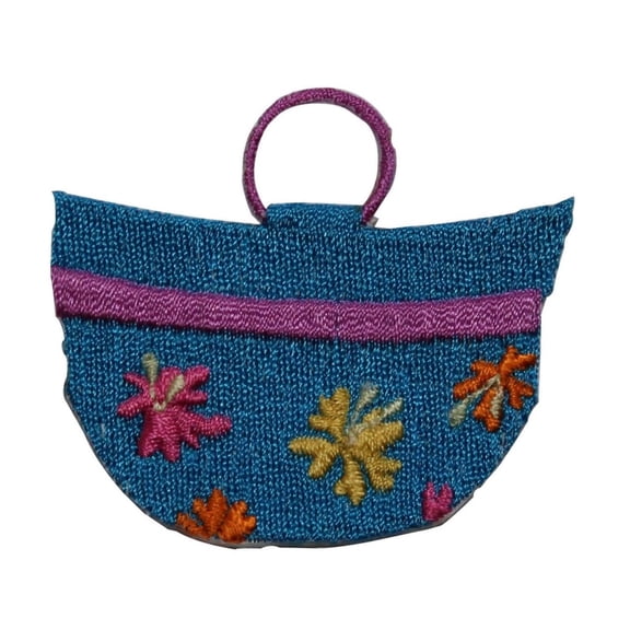 ID 8352 Flower Beach Bag Patch Purse Craft Fashion Embroidered Iron On Applique