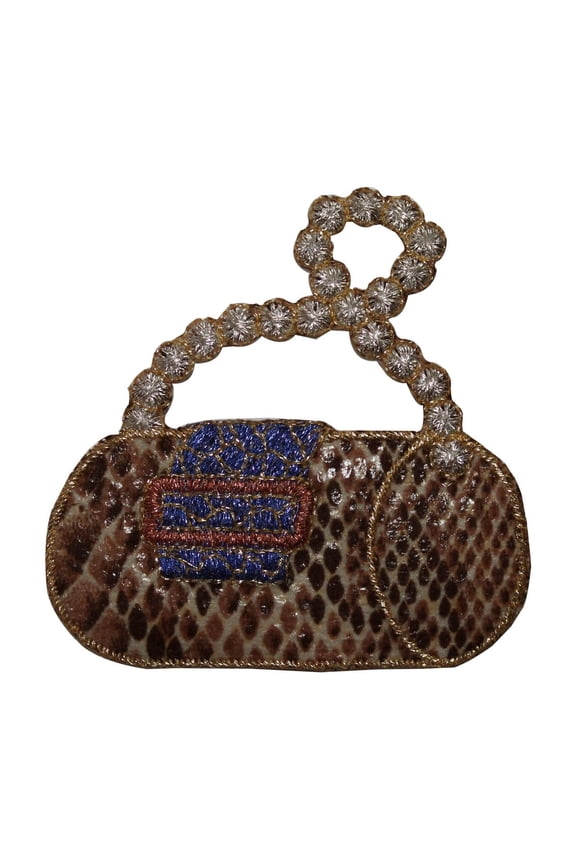 ID 8364 Snakeskin Hand Bag Patch Purse Chain Fashion Embroidered IronOn Applique