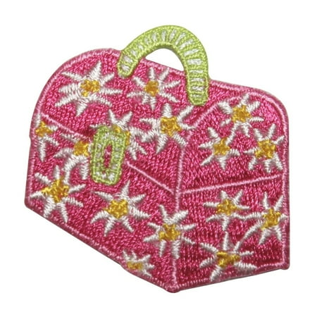 ID 8472 Flower Lunchbox Patch Toolbox Ladies Floral Embroidered Iron On Applique
