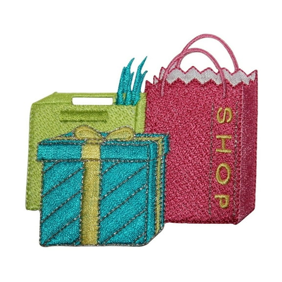 ID 8506 Mall Shopping Bags Patch Store Gift Box Embroidered Iron On Applique