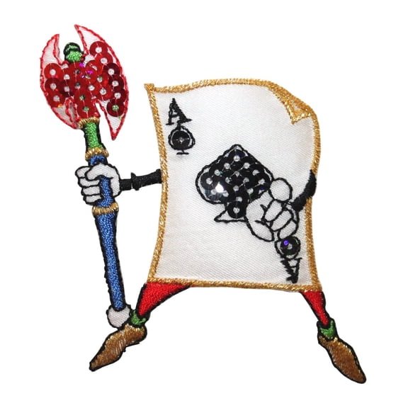 ID 8561 Ace of Spades Soldier Patch Playing Card Embroidered Iron On Applique