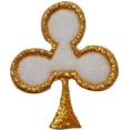 thumbnail image 1 of ID 8575 Gold Club Suit Patch Card Gambling Symbol Embroidered Iron On Applique, 1 of 1