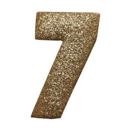 ID 8637 Shiny Number 7 Seven Patch Glitter Metallic Symbol Iron On Applique
