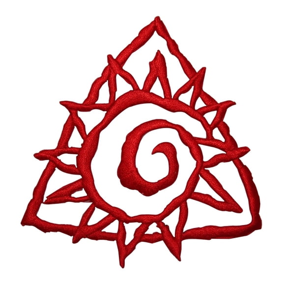 ID 8768 Red Spiral Sun Patch Tribal Symbol Badge Embroidered Iron On Applique