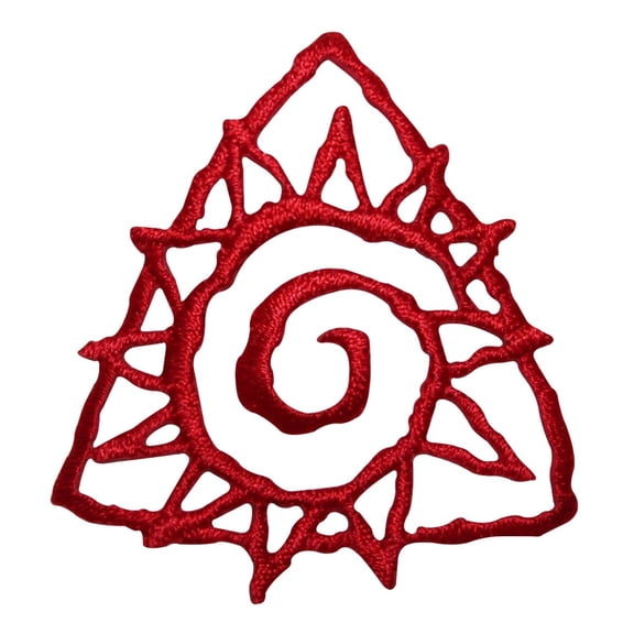 ID 8770 Red Spiral Sun Patch Tribal Symbol Badge Embroidered Iron On Applique
