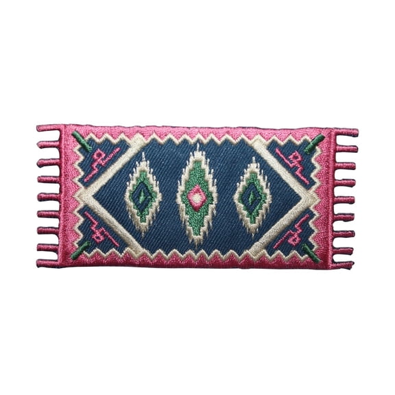 ID 8792 Southern Mexican Rug Patch Western Poncho Embroidered Iron On Applique