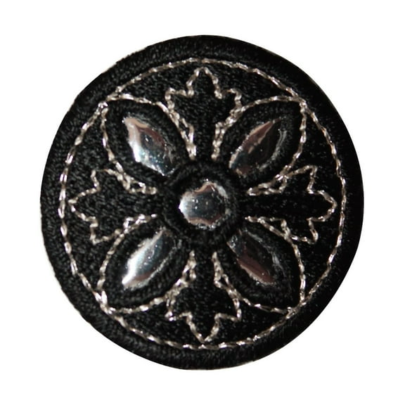 ID 8801 Black Circle Design Patch Shield Symbol Embroidered Iron On Applique