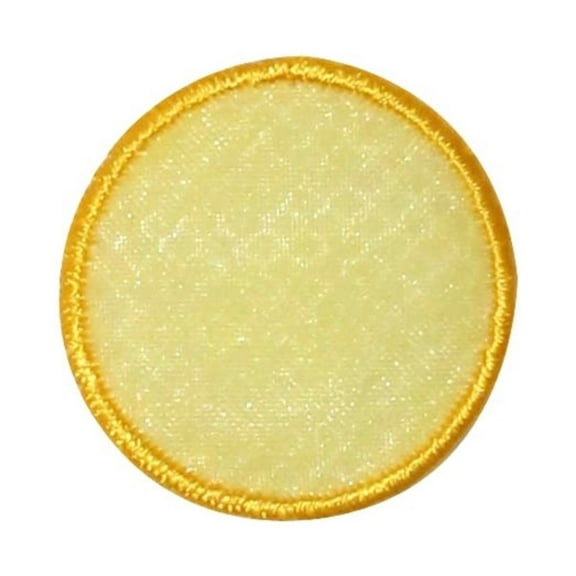 ID 8844 Lot of 2 - Yellow Lace Circle Patch Sheer Cover Ball Embroidered Iron On Applique