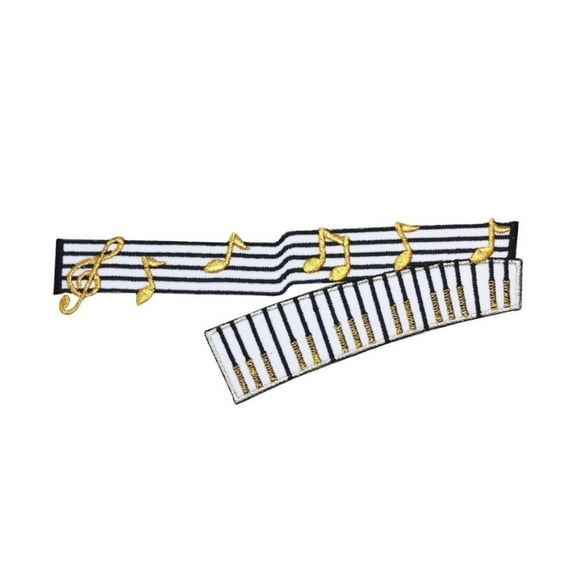 ID 9155 Gold Staff Notes Patch Musical Sheet Music Embroidered Iron On Applique