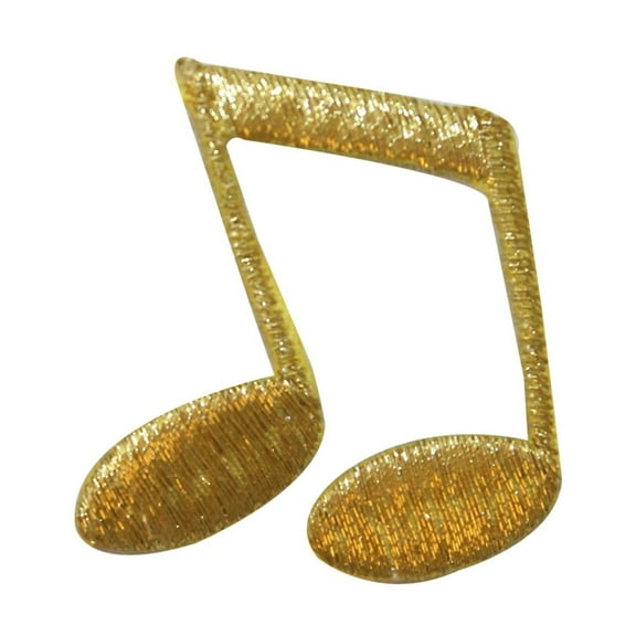 ID 9159 Gold Double Eighth Note Patch Symbol Music Embroidered Iron On Applique