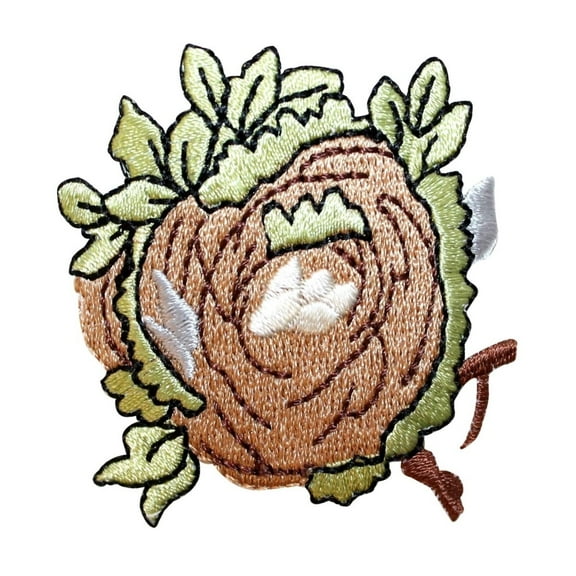 ID 9189 Bird Nest With Eggs Patch Tree Animal Nature Embroidered IronOn Applique