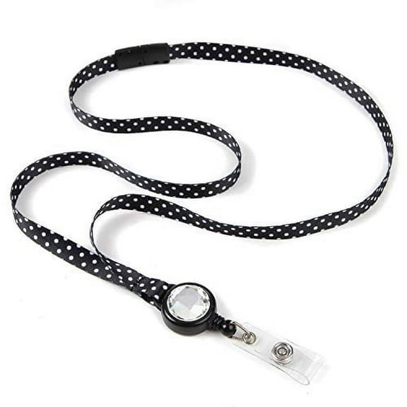 ID Avenue Lanyards for Women 19" Ribbon Lanyard ID Card Holder with Badge Reels Retractable for Nurses Office Workers Teachers Students Breakaway Lanyards for Id Badges (Skinny Dot)