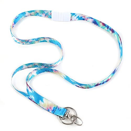 ID Avenue Lanyards for Women 19" Ribbon Lanyard Id Holder With Key Ring Fashionable Breakaway Lanyard for Doctors Nurses Teachers Students Lanyards for Id Badges (Tie Dye Brights)