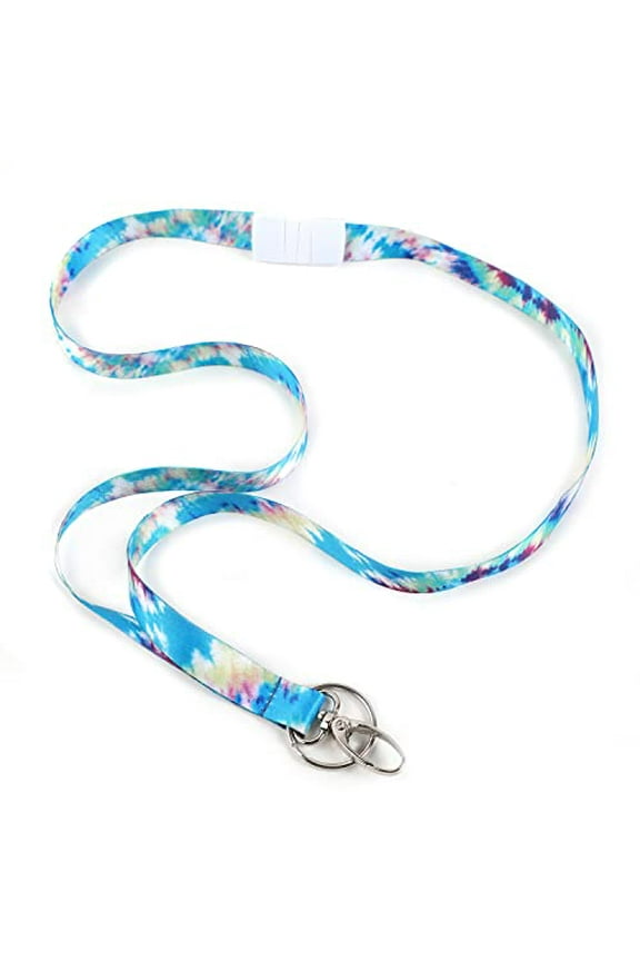 Lanyards for Women 19" Ribbon Lanyard Id Holder With Key Ring Fashionable Breakaway Lanyard for Doctors Nurses Teachers Students Lanyards for Id Badges (Tie Dye Brights)