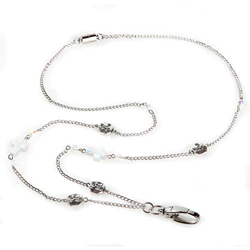 ID Avenue Lanyards for Women 19" Silver Handcrafted Lanyard Id Holder Fashionable Breakaway Lanyard Necklace for Office Workers Nurses Teachers Students Jewelry lanyards for Id Badges (Acacia Cross)