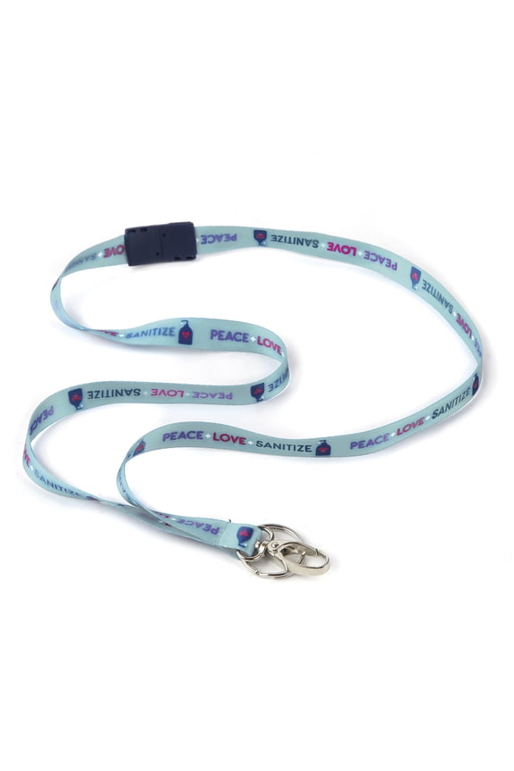 Lanyards for Women 19" Peace, Love, Sanitize Ribbon Lanyard with Keyring and Lobster Hook
