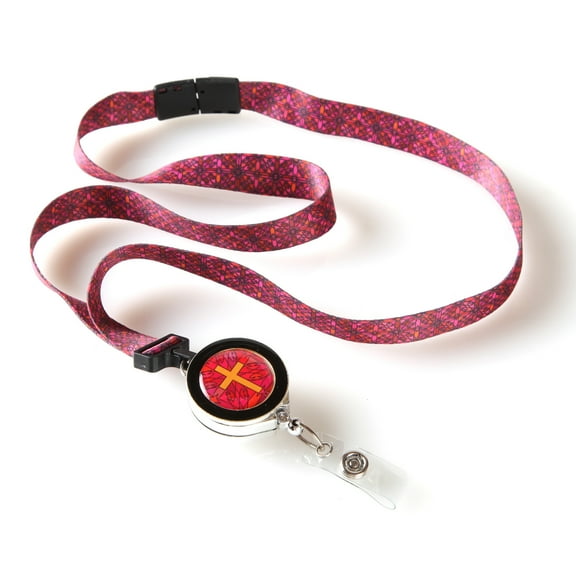 ID Avenue Reflections Ribbon Lanyard - ID Badge Holder in Red, Gold, Black Colors