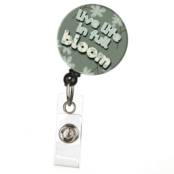 ID Avenue Retractable Badge Holder 32" Live Life in Full Bloom ID Badge Reel Office Name Tag Holder