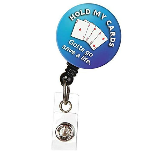ID Avenue Retractable Badge Holder 32" Nurse Badge Reels Retractable for Nurses Doctors Teachers Students with 360° Swivel Alligator Clip cute badge holder (Hold My Cards)