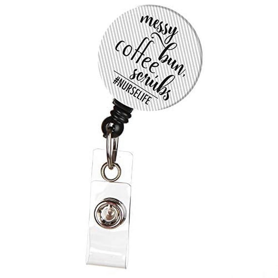 ID Avenue Retractable Badge Holder 32" Nurse Badge Reels Retractable for Nurses Doctors Teachers Students with 360° Swivel Alligator Clip cute badge holder (Messy Bun)